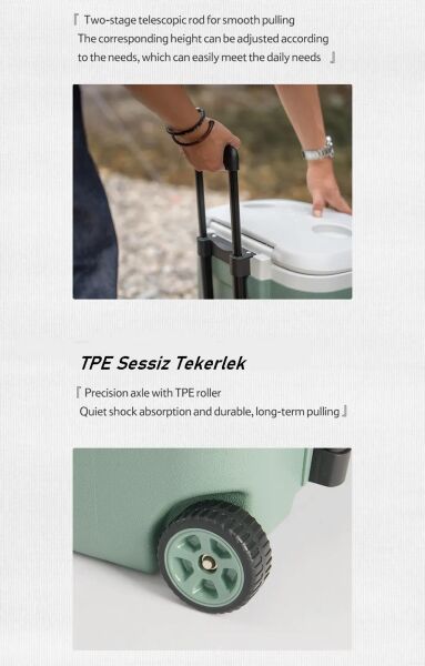 Naturehike LINDU Large Cooler Q-10H Tekerlekli Buzluk 38 Lt YEŞİL