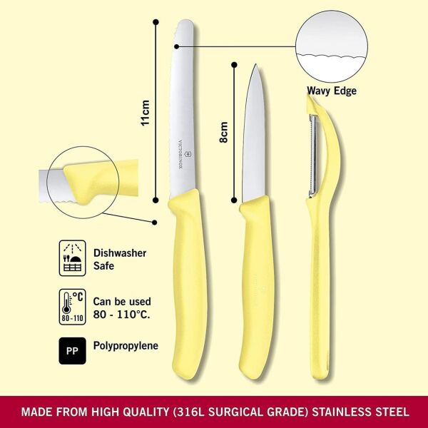 Victorinox 6.7116.31L Swiss Classic Trend Colors Soyacak ve Soyma Bıçak Seti Sarı