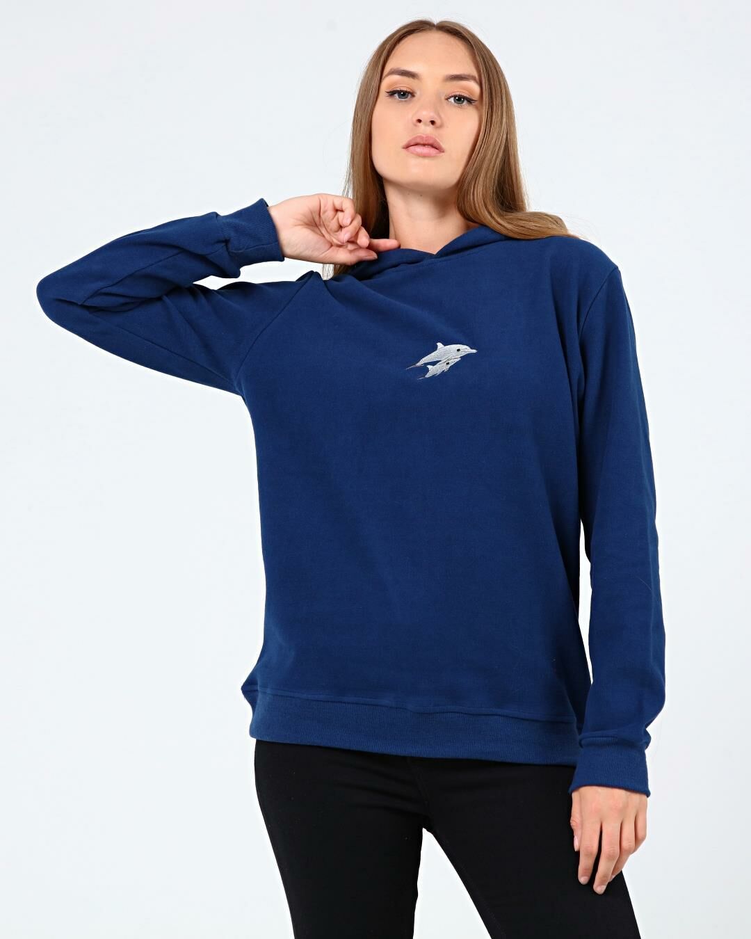 North Trace Crewline Kapüşonlu Kadın Hoodie Saks Mavi - S