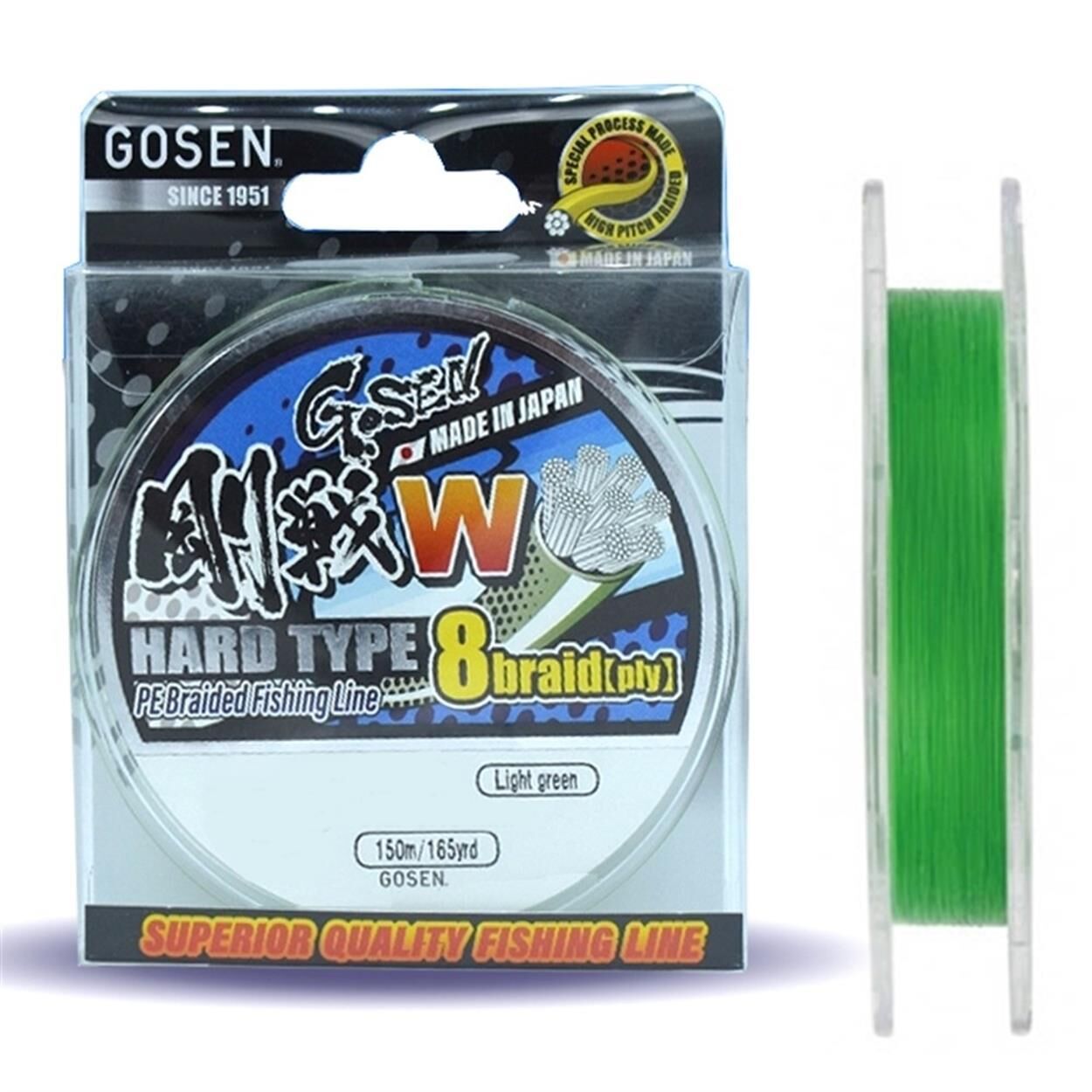 Gosen W8 Hard Type PE 8 Örgü Spin İp Misina 150 mt Açık Yeşil AÇIK YEŞİL - 0,104 MM