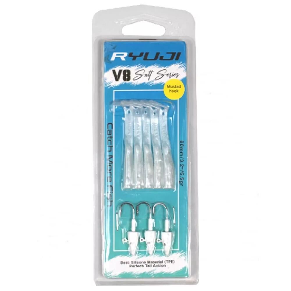 Ryuji V8 8cm 5.5gr Silikon Yem White Silver