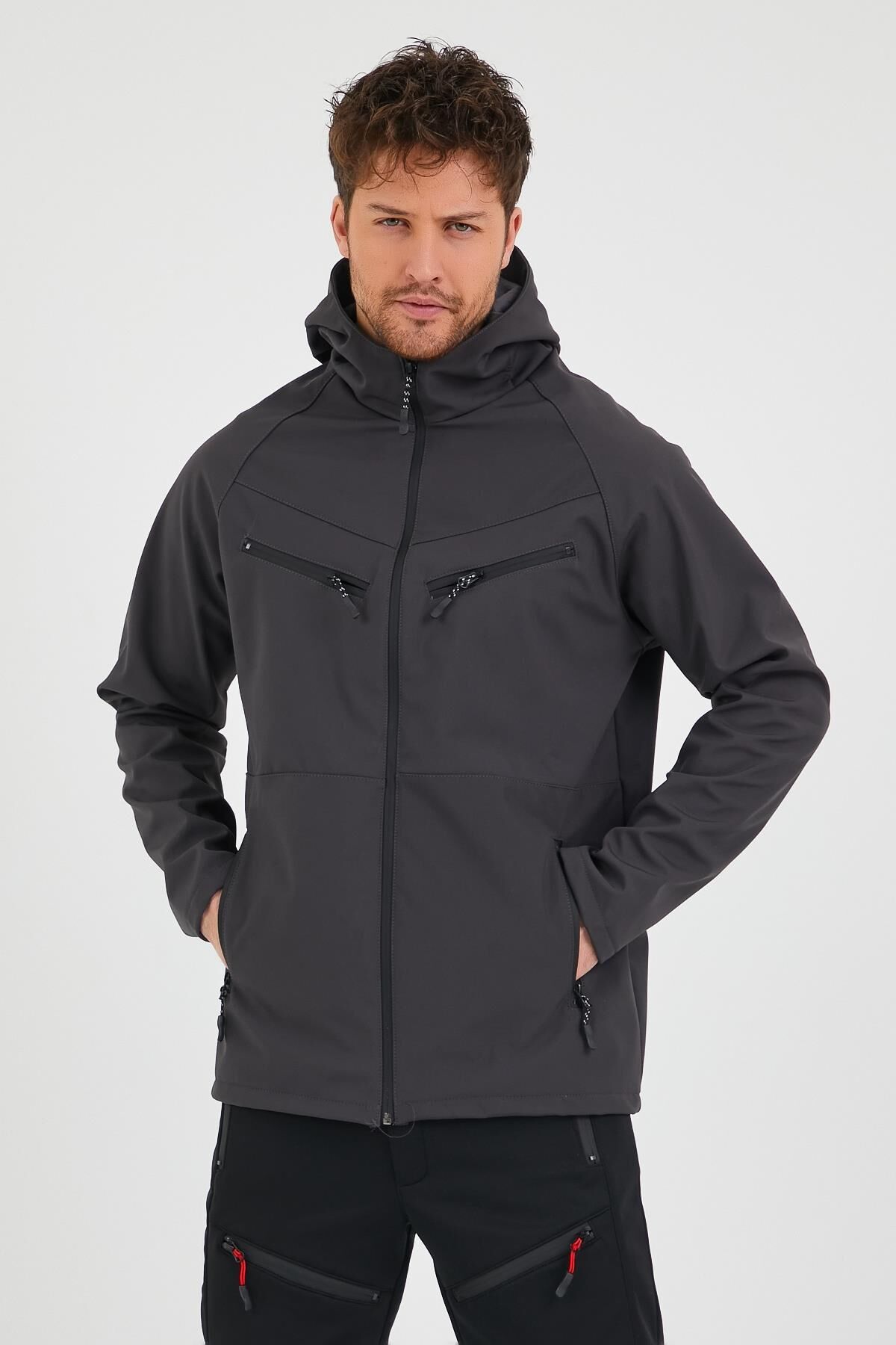 North Trace Abrigo Erkek Softshell Mont Füme - L