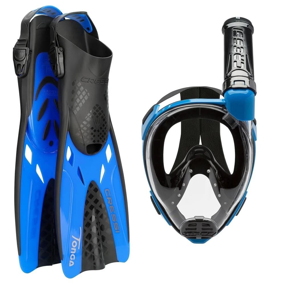 Cressi Baron + Tonga Maske Şnorkel Seti BLACK-BLUE - L-XL