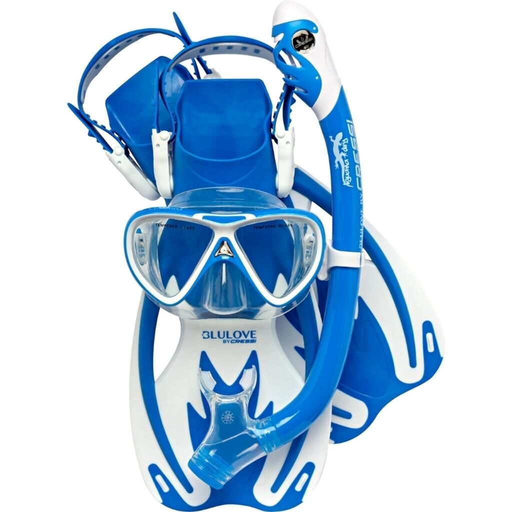 Cressi Rocks Dry Maske Şnorkel Seti BLUE-WHITE - L-XL
