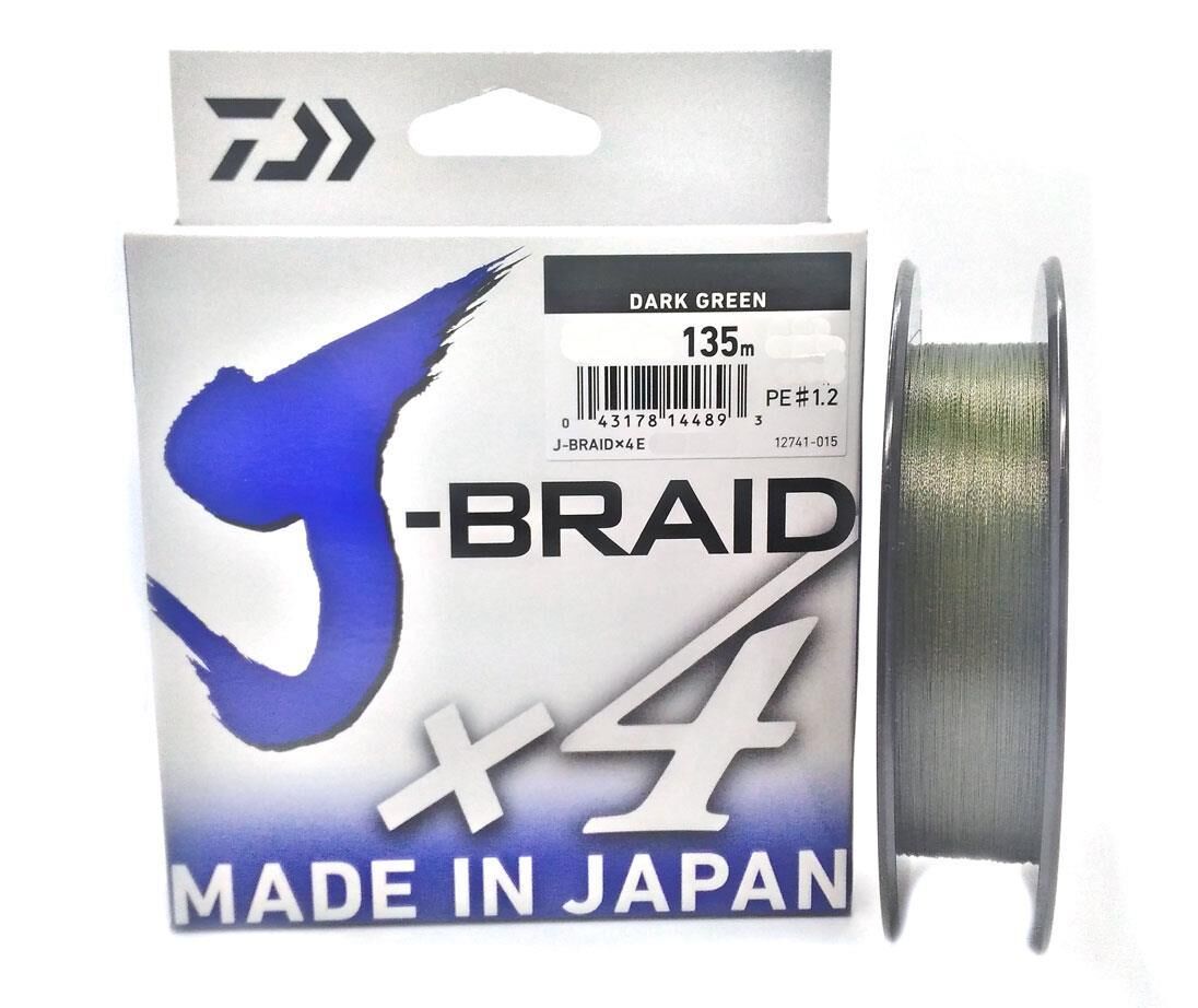 Daiwa J-Braid X4 Dark Green Olta Misinası 135Mt Dark Green - 0,15 mm