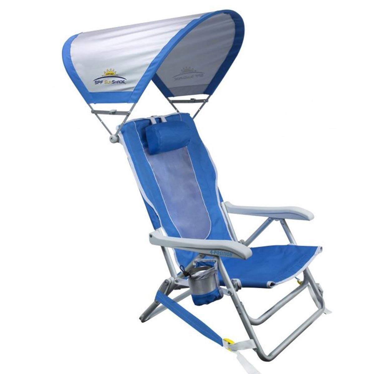 Gci Outdoor SunShade 4 Kademeli Güneşlikli Katlanır Plaj Sandalyesi MAVİ