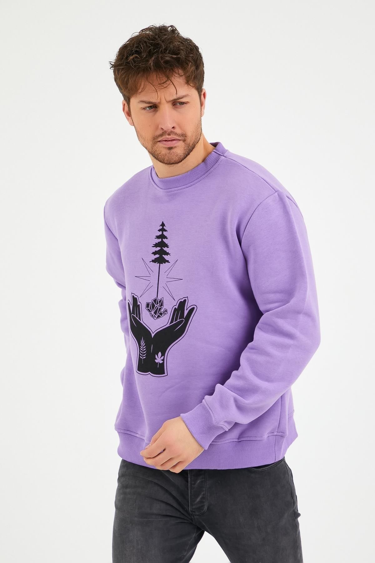 North Trace Seasonal Erkek Sweatshirt ( El-Ağaç Baskılı )