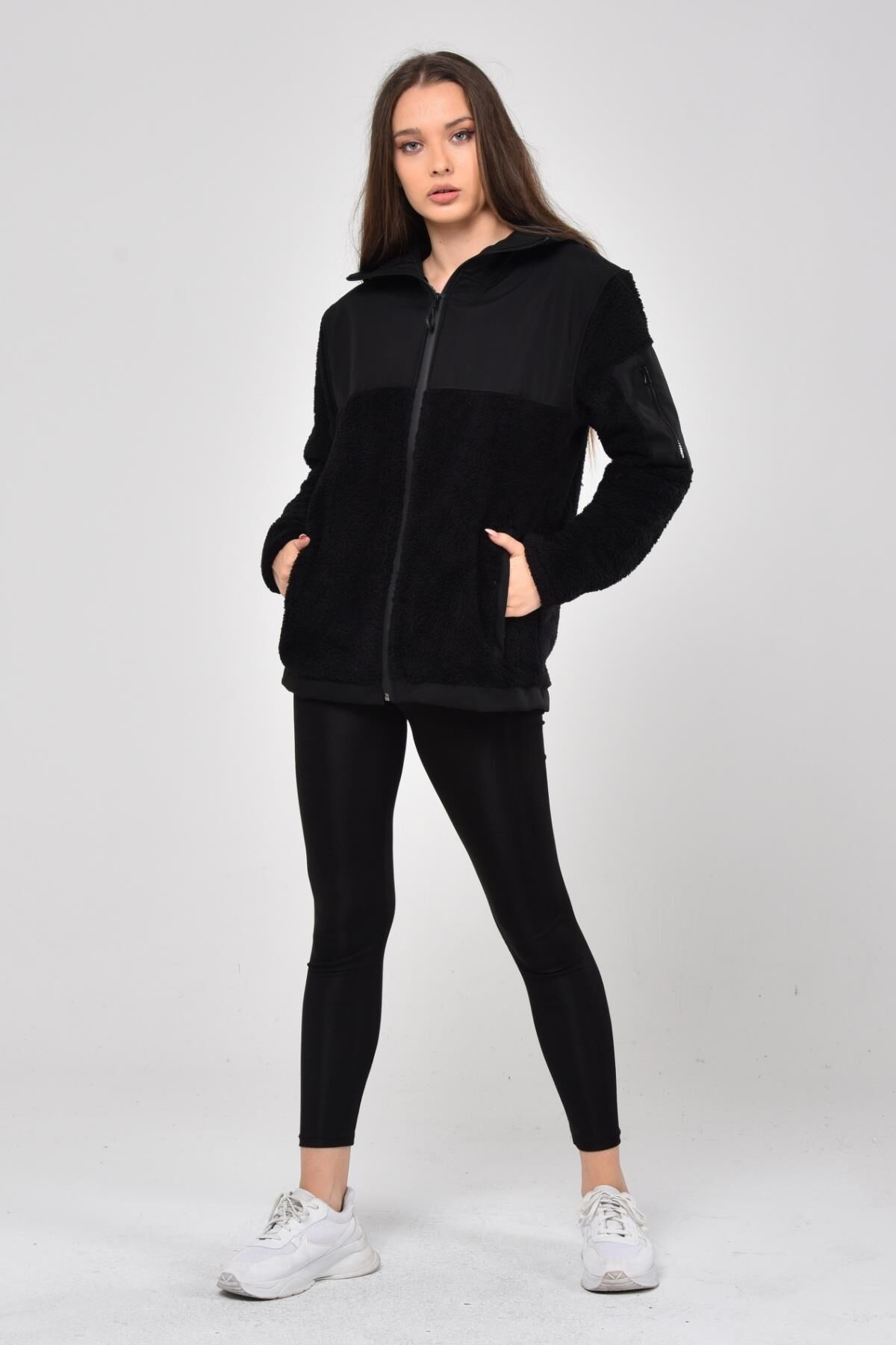 North Trace Gecko Kapüşonlu Kadın Welsoft Polar SİYAH - XL