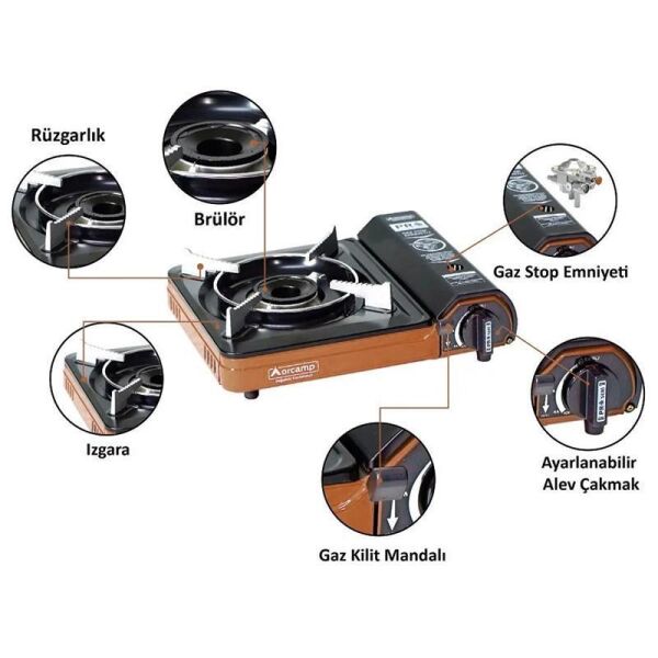 Orcamp Tekli Portatif Kamp Ocak (Gaz Stop Emniyetli)