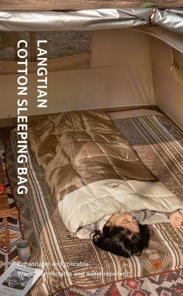 Naturehike LT250 Zarf Tarzı Pamuklu Uyku Tulumu -11°C BLUE - Left