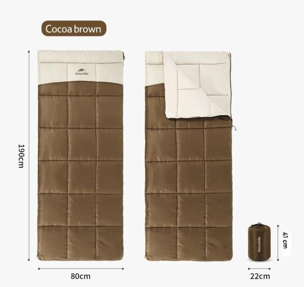 Naturehike LT250 Zarf Tarzı Pamuklu Uyku Tulumu -11°C BROWN - Right