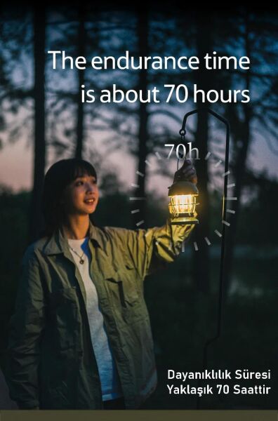 Naturehike Mushroom Glamping Kamp Lambası 350 Lümen BLACK