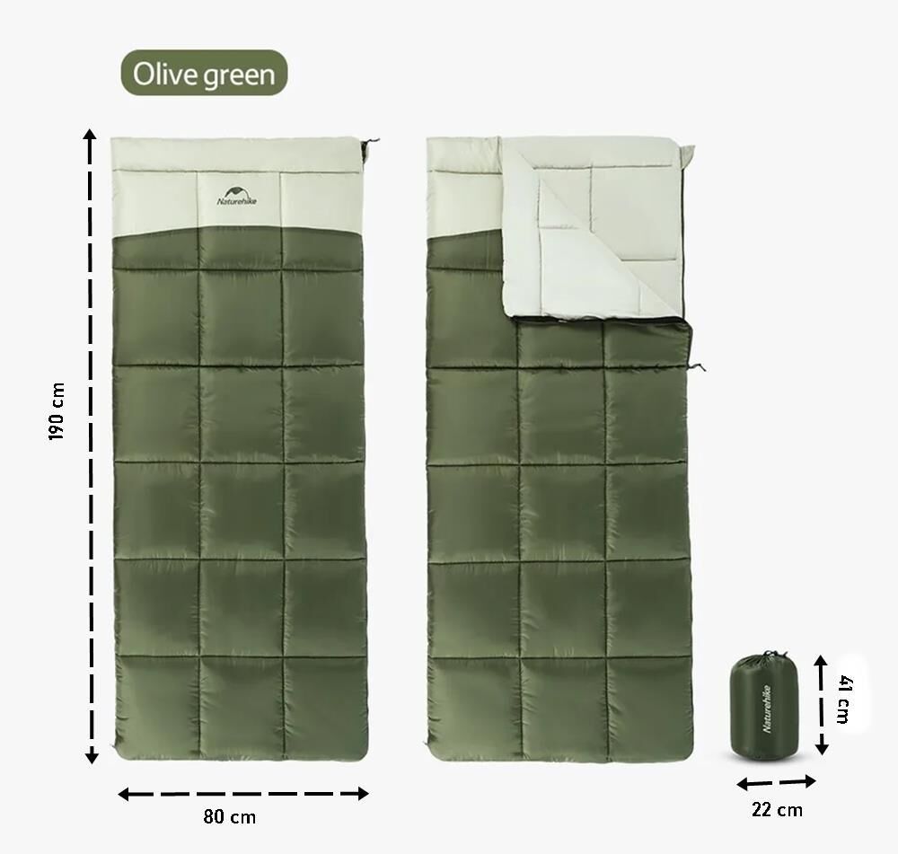 Naturehike LT250 Zarf Tarzı Pamuklu Uyku Tulumu -11°C Army Green - Left
