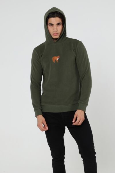 North Trace Crewline Kapüşonlu Erkek Hoodie KOYU YEŞİL - M