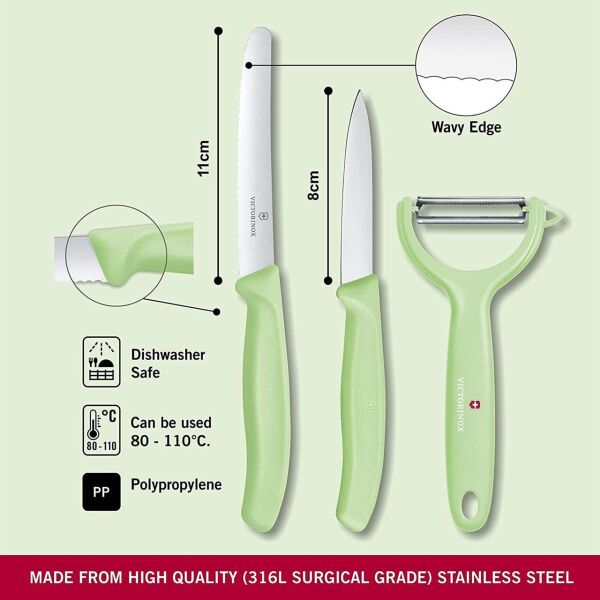 Victorinox 6.7116.33L Swiss Classic Trend Colors Soyacak ve Soyma Bıçak Seti YEŞİL