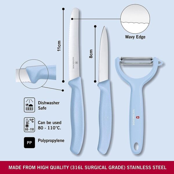 Victorinox 6.7116.33L Swiss Classic Trend Colors Soyacak ve Soyma Bıçak Seti MAVİ