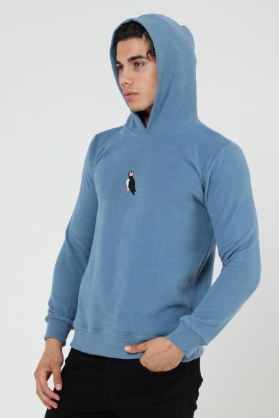 North Trace Crewline Kapüşonlu Erkek Hoodie AÇIK MAVİ - XL