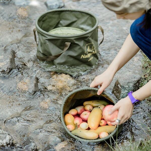 Naturehike Katlanabilir Su Geçirmez Yuvarlak Kamp Kovası Army Green - 20 Lt