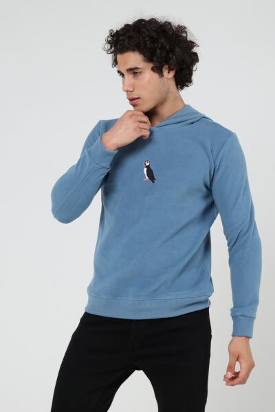 North Trace Crewline Kapüşonlu Erkek Hoodie AÇIK MAVİ - 2XL
