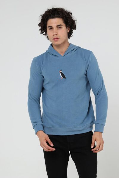 North Trace Crewline Kapüşonlu Erkek Hoodie AÇIK MAVİ - 2XL