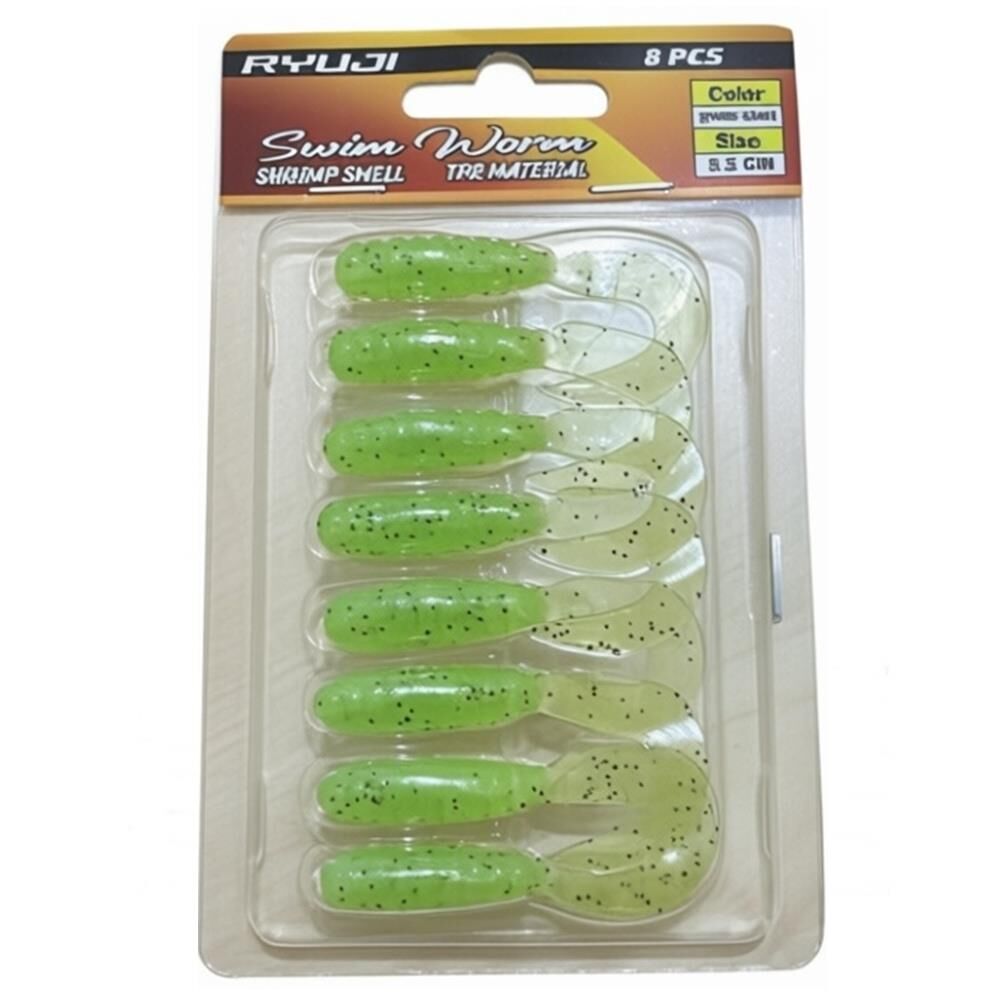 Ryuji Swim Worm 5,5cm TPR Kokulu Silikon Yem GREEN CHART