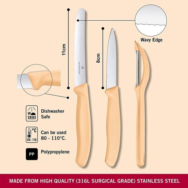 Victorinox 6.7116.31L Swiss Classic Trend Colors Soyacak ve Soyma Bıçak Seti TURUNCU