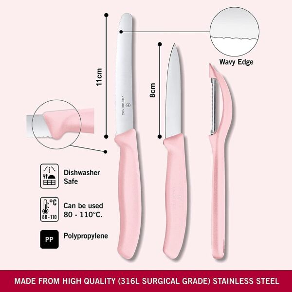 Victorinox 6.7116.31L Swiss Classic Trend Colors Soyacak ve Soyma Bıçak Seti PEMBE