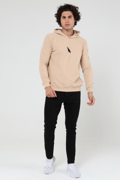 North Trace Crewline Kapüşonlu Erkek Hoodie Bej - 2XL