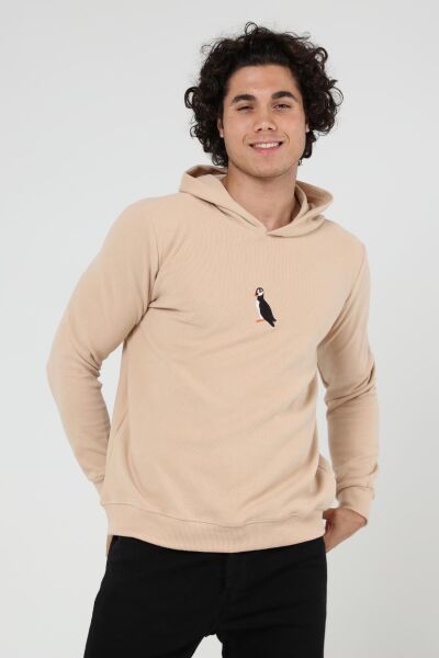 North Trace Crewline Kapüşonlu Erkek Hoodie Bej - 2XL