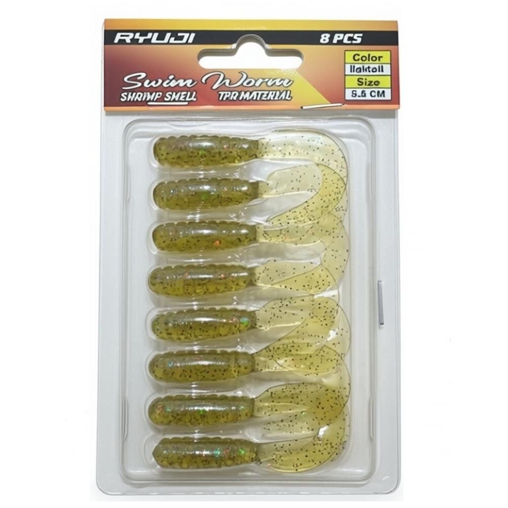 Ryuji Swim Worm 5,5cm TPR Kokulu Silikon Yem Light Oil
