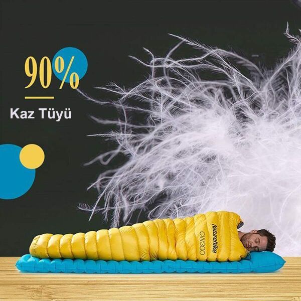 Naturehike CW300 Ultralight Mumya Kaz Tüyü Uyku Tulumu -10°C Sarı