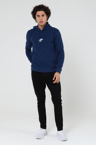 North Trace Crewline Kapüşonlu Erkek Hoodie Saks Mavi - 2XL