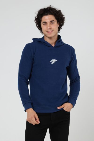 North Trace Crewline Kapüşonlu Erkek Hoodie Saks Mavi - 2XL