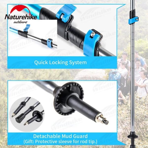 Naturehike ST01 3-Node 6061 AL Teleskopik Trekking Batonu | 62-135 cm | SİYAH