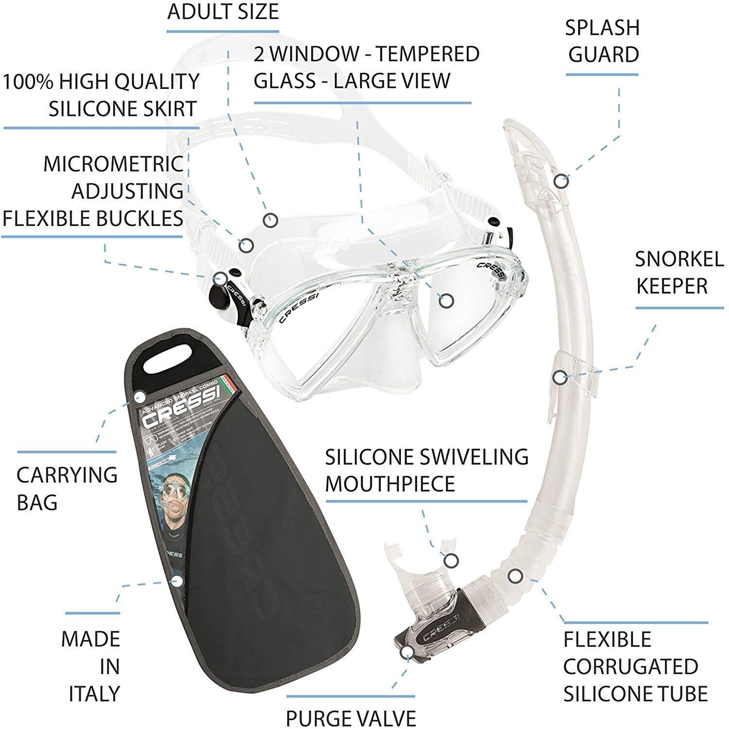 Cressi Ocean Vip Maske Şnorkel Set Black/Black