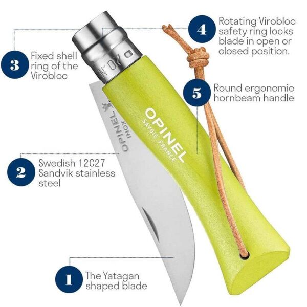 Opinel Inox Trekking No 7 Paslanmaz Çelik Çakı AÇIK YEŞİL