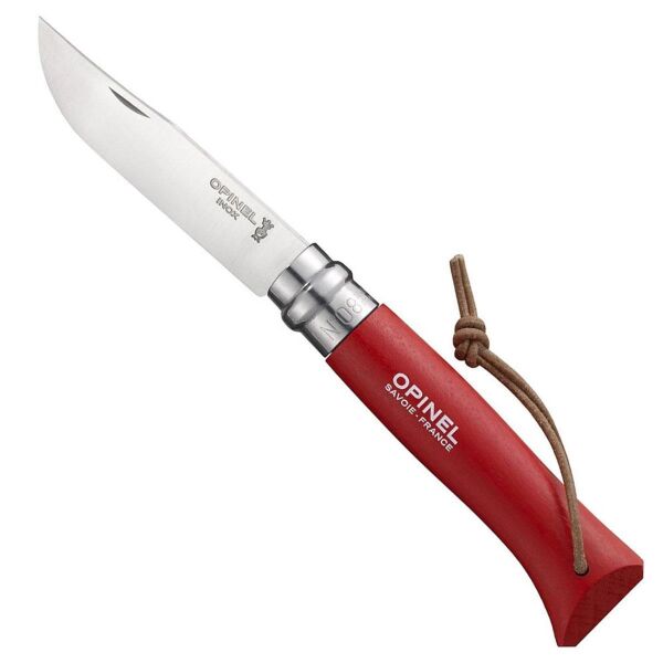 Opinel Inox No 8 Gürgen Saplı Paslanmaz Çelik Çakı KIRMIZI
