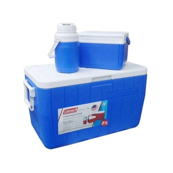 Coleman 3-Piece Cooler Combo 48 QT 45.4 Lt BL Combo 5 QT 3 Gal. C002 Buzluk Set MAVİ