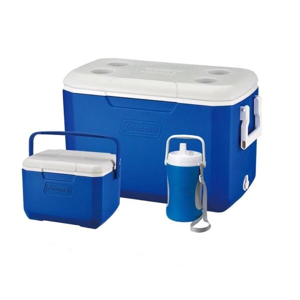 Coleman 3-Piece Cooler Combo 48 QT 45.4 Lt BL Combo 5 QT 3 Gal. C002 Buzluk Set MAVİ