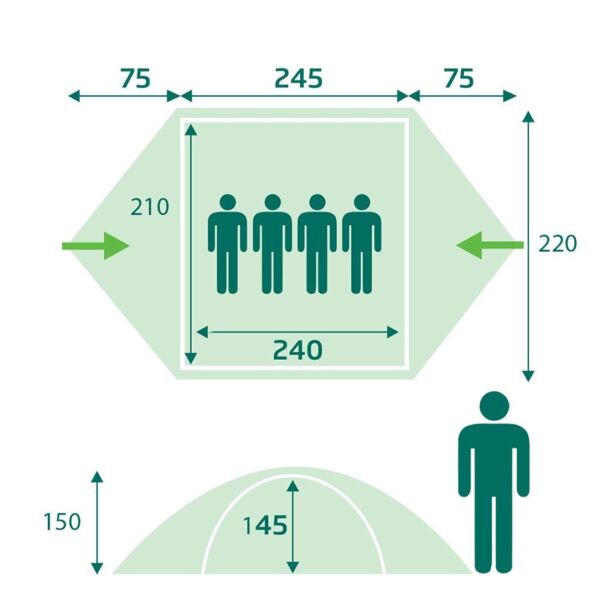 Loap Galaxy 4 Kişilik Kamp Çadırı Yeşil