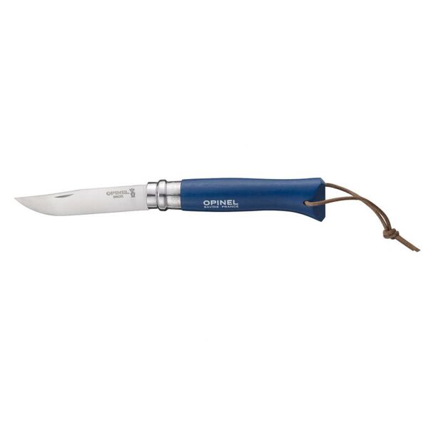 Opinel Inox No 8 Deri Kılıflı Paslanmaz Çakı MAVİ