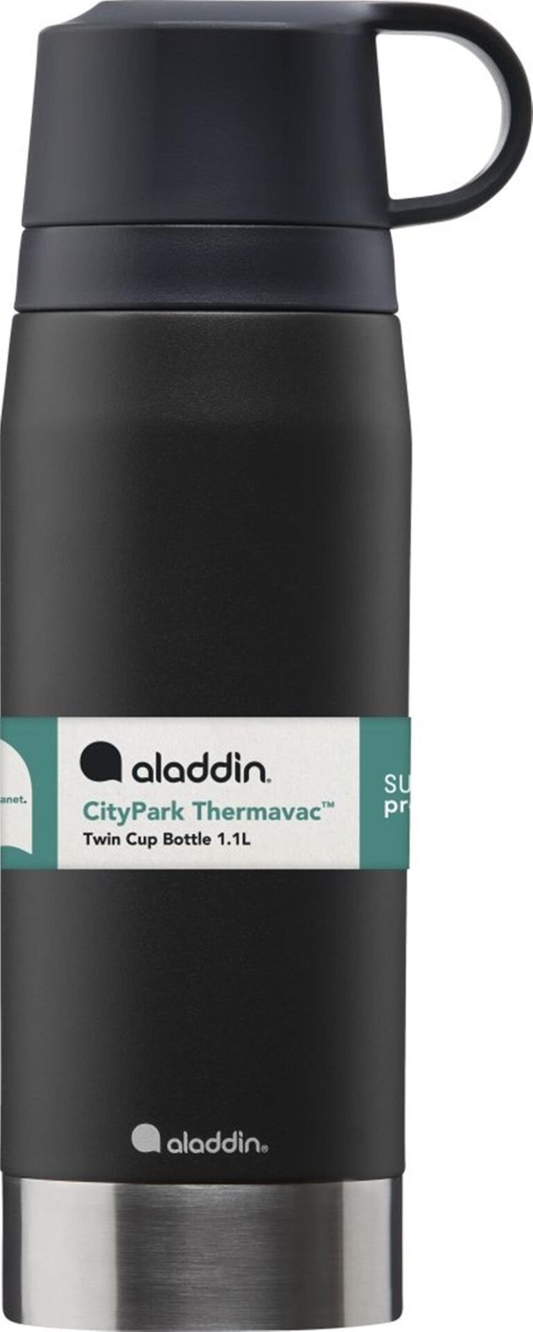 Aladdin CityPark Thermavac Çift Bardaklı Çelik Termos 1.1 Lt SİYAH