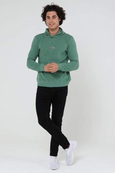 North Trace Crewline Kapüşonlu Erkek Hoodie Mint Yeşil - M