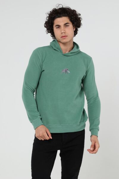 North Trace Crewline Kapüşonlu Erkek Hoodie Mint Yeşil - M