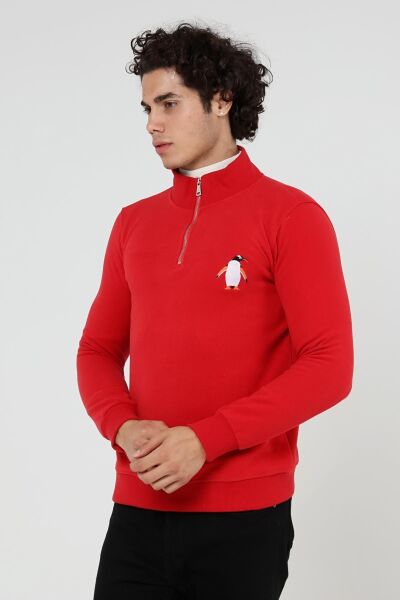 North Trace Crewline Yarım Fermuarlı Erkek Hoodie KIRMIZI - 2XL