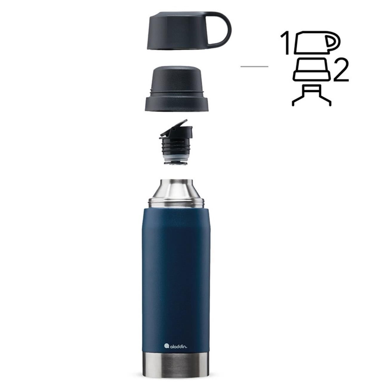 Aladdin CityPark Thermavac Çift Bardaklı Çelik Termos 1.1 Lt LACİVERT
