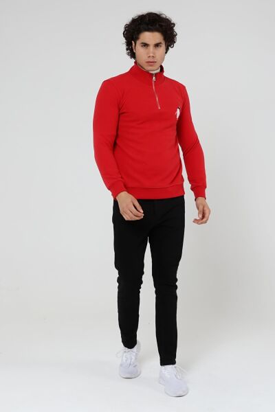 North Trace Crewline Yarım Fermuarlı Erkek Hoodie KIRMIZI - M