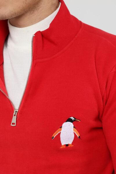 North Trace Crewline Yarım Fermuarlı Erkek Hoodie KIRMIZI - M