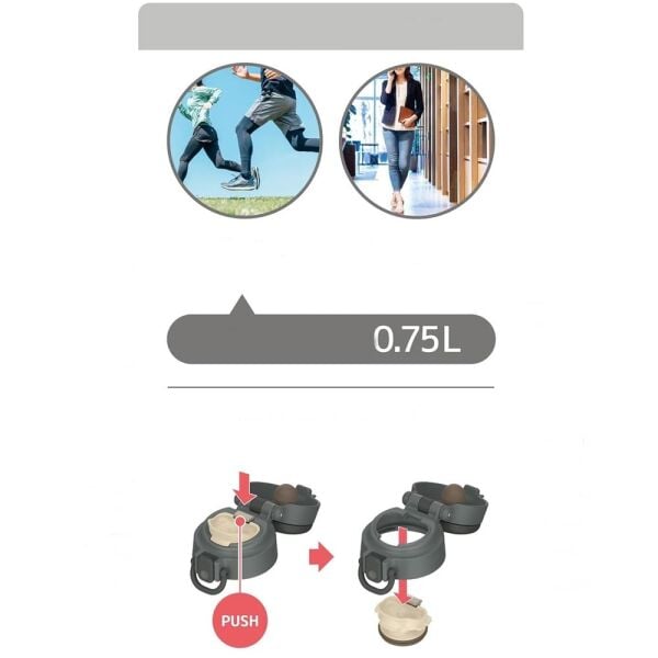 Thermos JOS-750 Vacuum Insulated Mug Taşıma Halkalı 0,75 Lt Dark Grey