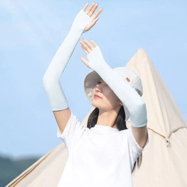 Naturehike UPF50+ Parmaksız Güneş Koruma Kollukları BEYAZ